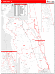 St. Johns County Wall Map Red Line Style